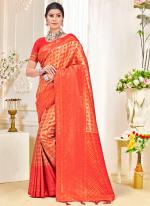 Kanjivaram Silk Red Festival Wear Weaving Saree